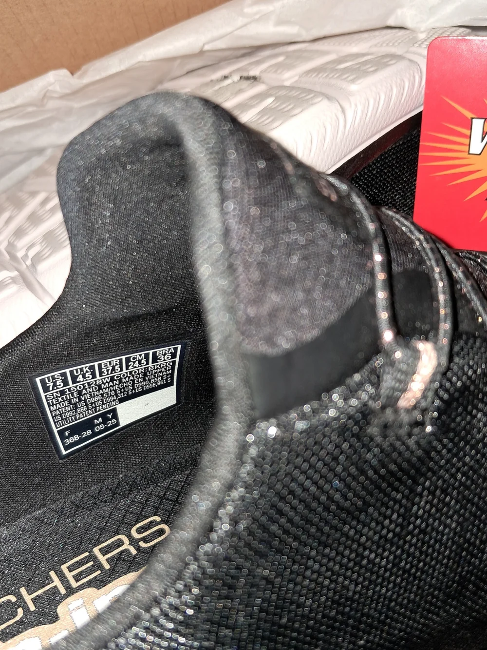 Skechers Black Knit Slip-On Sneakers with Rose Gold Accents
